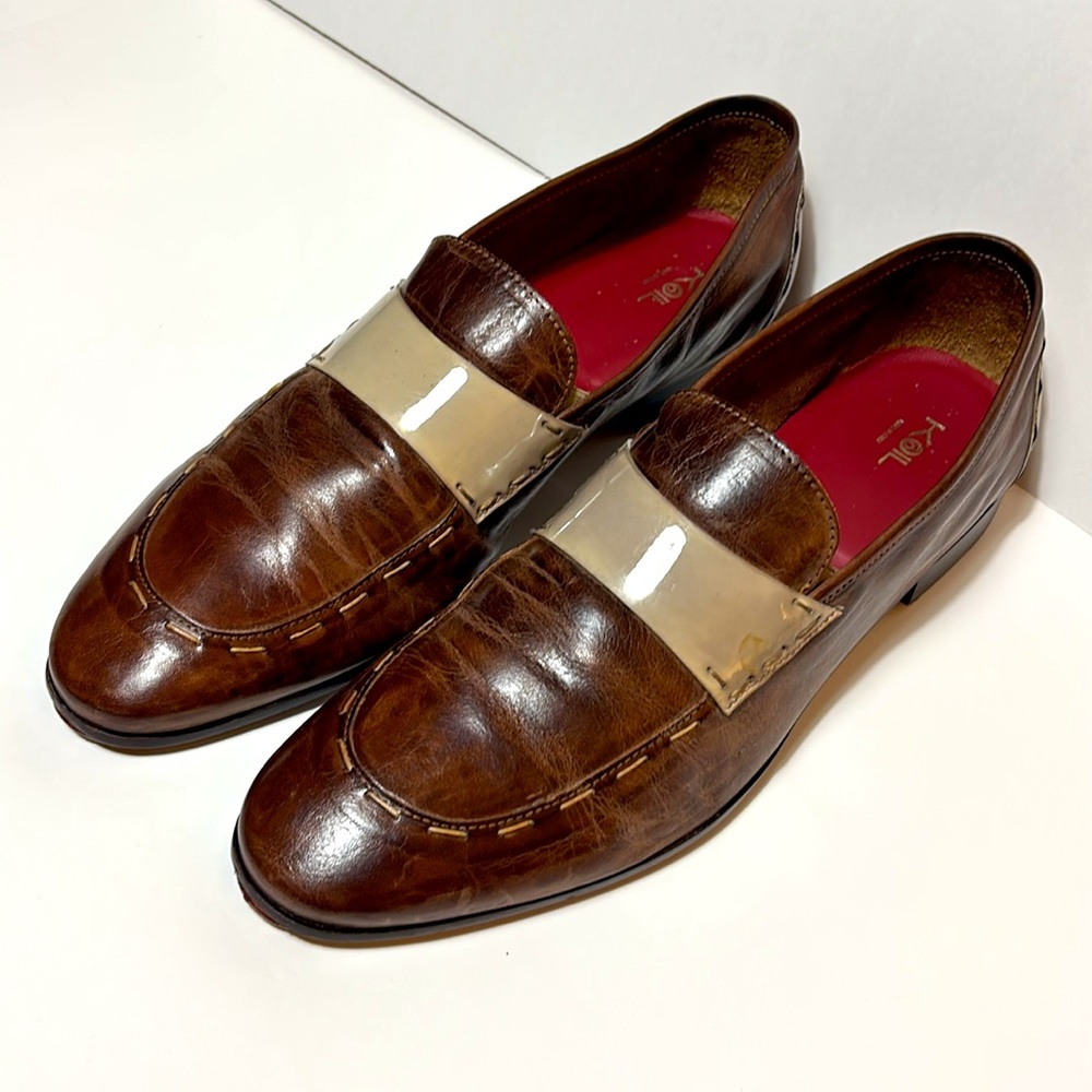 Koi Brown Leather Loafers with Cream Band 
Size 44 (10/10.5)
 7.5/10 condition - Picture 2 of 11